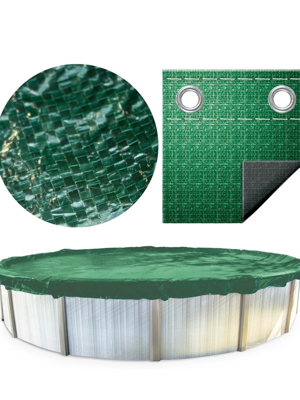 Green Heavy-Duty Pool Cover with Reinforced Grommets